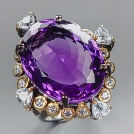 Ametystring af gulbelagt og sort rhodineret sterlingsølv