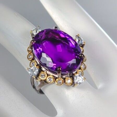 Ametystring af gulbelagt og sort rhodineret sterlingsølv