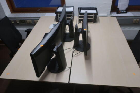 2 stk. El. hæve/sænkebord, kontorstole, skærme