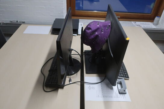 2 stk. El. hæve/sænkebord, kontorstole, skærme