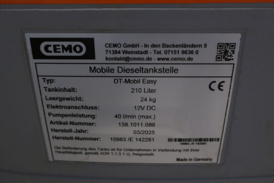 Mobile dieseltankstelle CEMO DT-MOBIL EASY