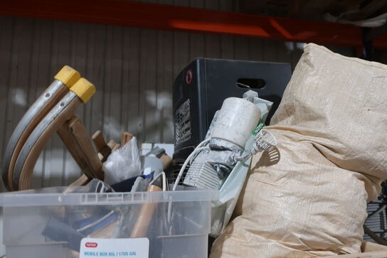 Palle med varmeovn, malersprøjte m.m.