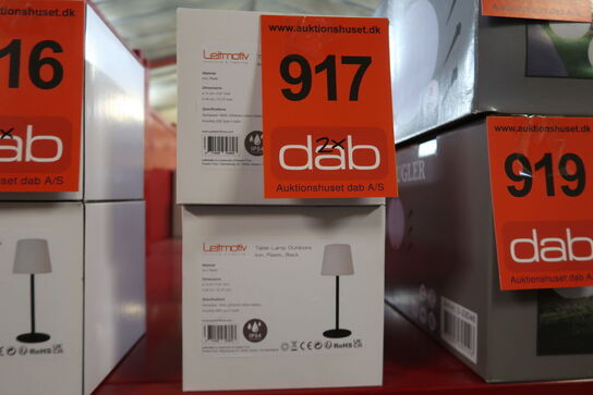 2 stk. Genopladelig - Ude/ Inde Lampe Sort