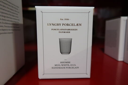 5 stk. Lyngby Porcelæn Rhombe Krus Hvid 33 cl