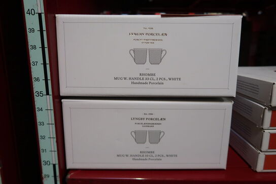 2 pk. Lyngby Porcelæn Rhombe kop hvid 33 cl 2 stk.