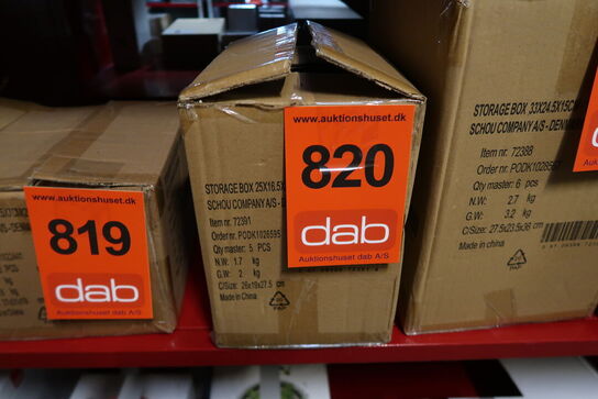 5 pk. Stabelbar foldekasse valnød 25x16,5x10 cm 2 stk.