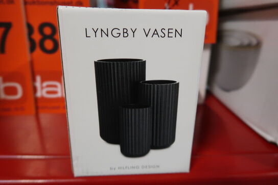 2 stk. Lyngby vase mat sort H9 cm