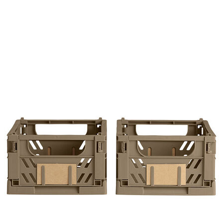 5 pk. Stabelbar foldekasse valnød 25x16,5x10 cm 2 stk.