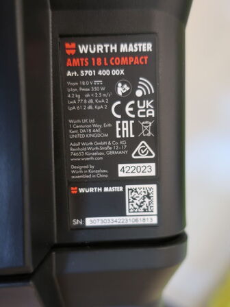 Akkustøvsuger WÜRTH AMTS 18 L m. batteri & lader