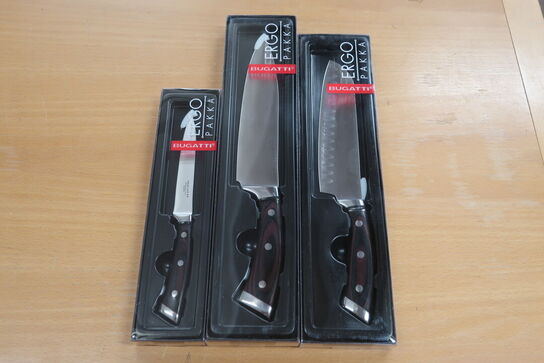 3 stk BUGATTI knive ergo pakka