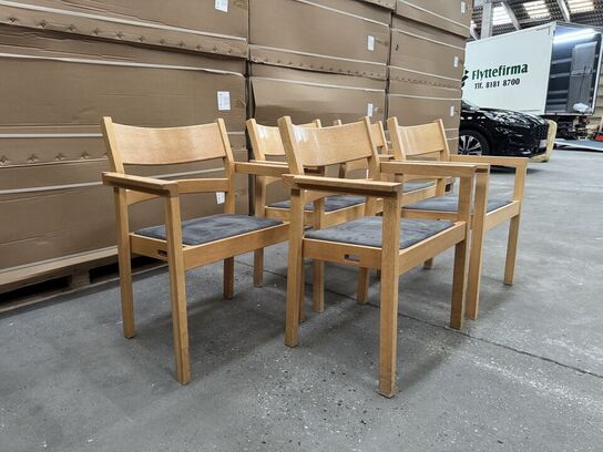 5 stk. Hans J. Wegner Model 886, Serie 1293 stole med armlæn MOMSFRI
