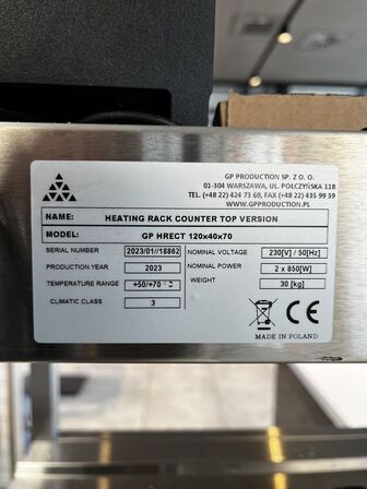 Varmebord på hjul GP PRODUCTION GP HRECT 