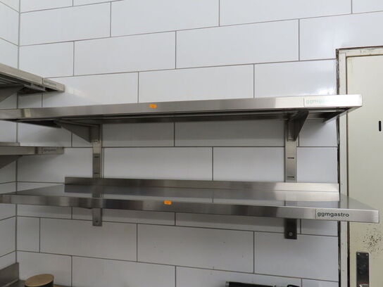 4 stk. rustfri hylder med vægbeslag