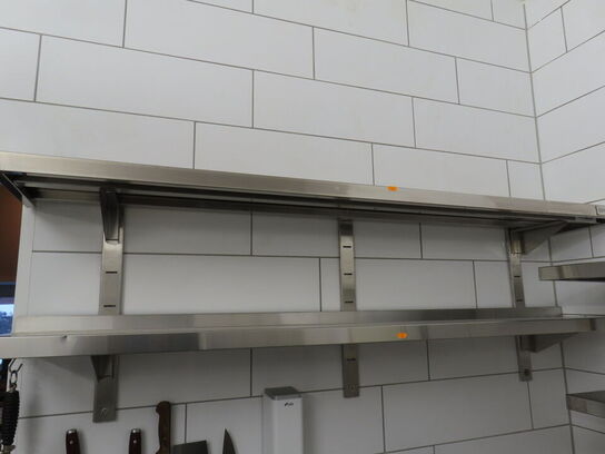 4 stk. rustfri hylder med vægbeslag