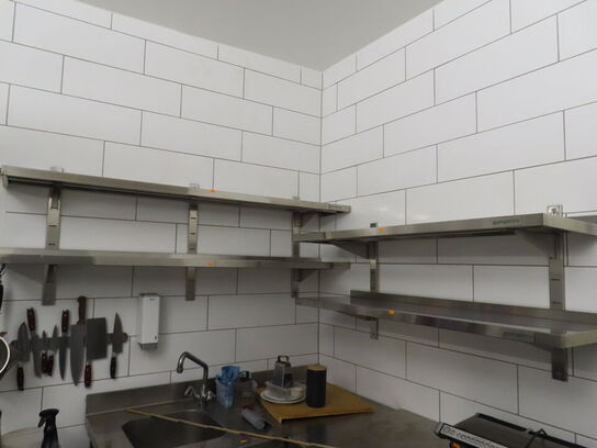 4 stk. rustfri hylder med vægbeslag