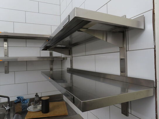 4 stk. rustfri hylder med vægbeslag