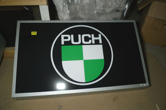 Lysskilt m/PUCH logo 90x50cm 230V