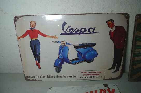 4 stk. retroskilte i metal ca. 20x30cm