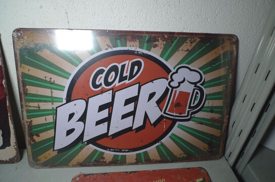 4 stk. retroskilte i metal ca. 20x30cm