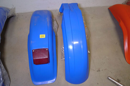 Et sæt cross-skærme for-/bag m/baglygte, blå