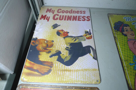 4 stk. retroskilte i metal ca. 20x30cm