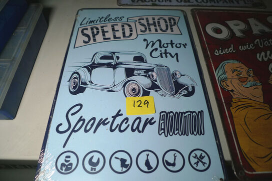 3 stk. retro-skilte i metal ca. 20x30cm