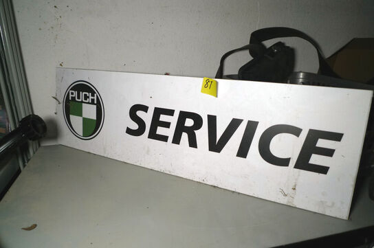 Skilt m/PUCH SERVICE logo ca. 60X18cm
