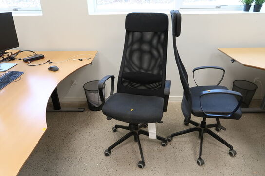 El. hæve/sænke skrivebord uden indhold, skuffemodul samt kontorstol