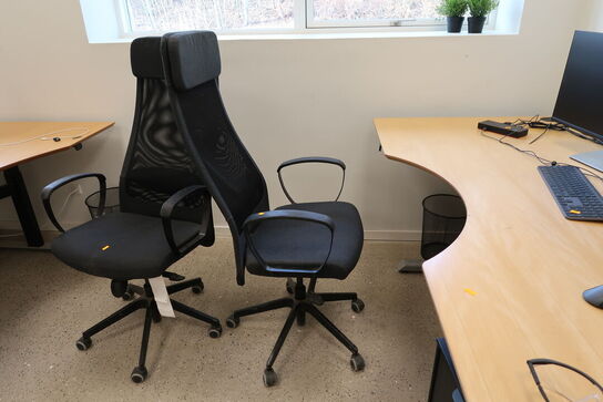 El. hæve/sænke skrivebord uden indhold, skuffemodul samt kontorstol