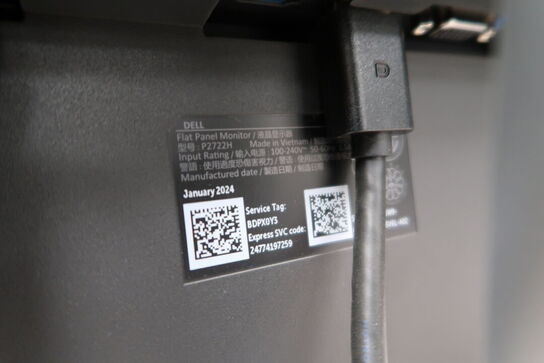 2 stk. computerskærme DELL P2722H, tastatur, mus, dockingstation LENOVO ThinkPad Hybrid USB-C with USB-A