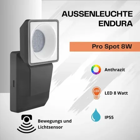 2 stk. ledvance udendørslampe endura pro sensor 8 watt led antracit(ubrugt)