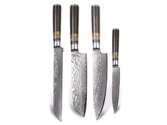 Køkkenknivsæt udført i 67 lags Damaskus stål.