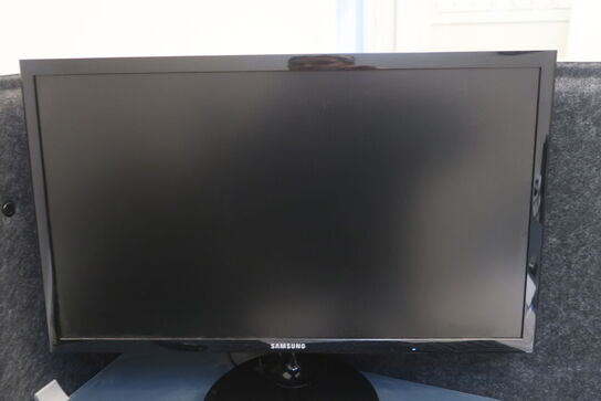 El. hæve/sænke skrivebord, computerskærm SAMSUNG, computer LENOVO samt skab