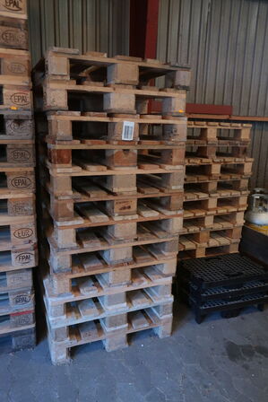 31 stk. EURO-paller, div. Pallerammer m.m.