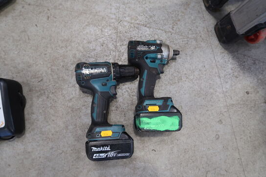2 stk. akku håndværktøj MAKITA DDF485, DTW300 med 2 stk. batterier