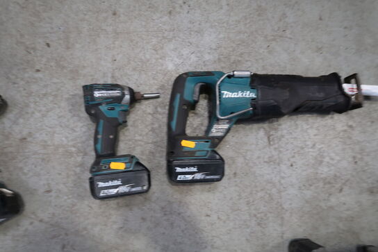2 stk. akku håndværktøj MAKITA DJR187, DTD154 med 2 stk. batterier