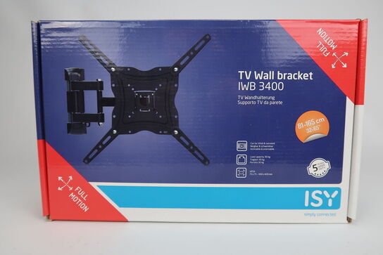 2 stk. Universal TV-vægbeslag 32-65" Full Motion, ISY IWB 3400