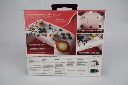 4 stk. Nintendo Switch PowerA Wired Controller - Fireball Mario