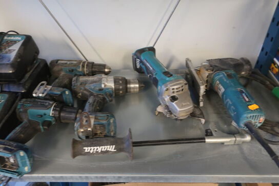 5 stk. el-værktøj MAKITA og 3 stk. lader, uden batterier 