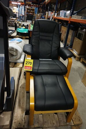 Otium lænestol inkl. fodskammel - sort PU-læder 