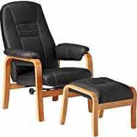 Otium lænestol inkl. fodskammel - sort PU-læder 