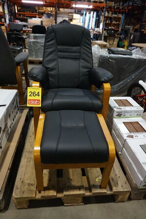 Otium lænestol inkl. fodskammel - sort PU-læder 