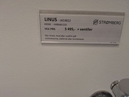 Linus Håndklædetørre Krom 1210 x 480