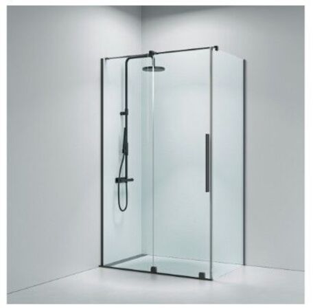 Ny Faro 52 glas skydedør. Sort profiler. Klar glas