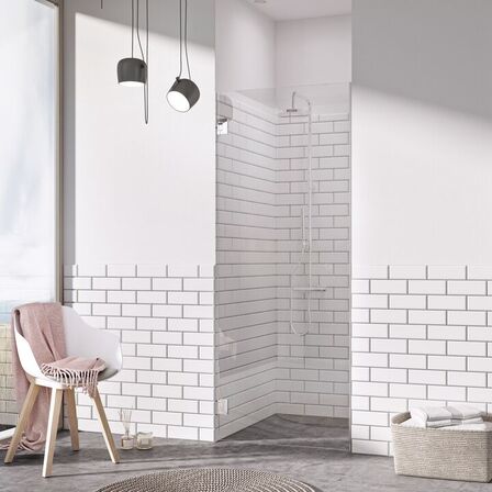 DLA20 Lucca 20 enkelt svingdør, 8mm glas, krom, ny