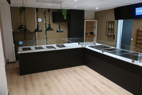 Disk med induktionskogeplader og kølebrønd