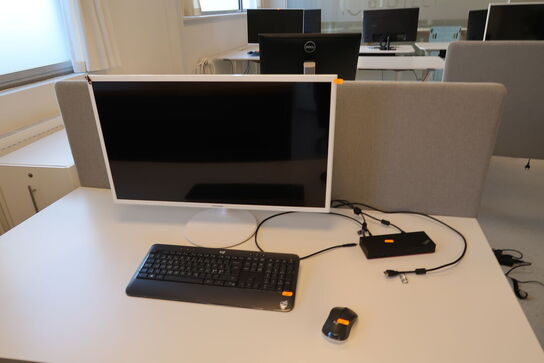 Computerskærm SAMSUNG S32F351FUU med tastatur, mus og dockingstation