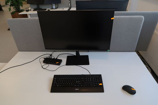 Computerskærm SAMSUNG S32A600UUU med dockingstation, tastatur og mus 