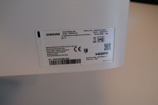 Computerskærm SAMSUNG S32F351FUU med tastatur, mus og dockingstation