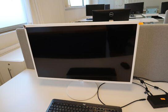 Computerskærm SAMSUNG S32F351FUU med tastatur, mus og dockingstation
